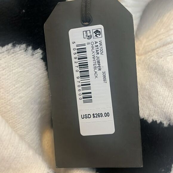 AllSaints A Star Sweater Black White Mock Neck Chunky Oversized Boxy NWT S $269 - Picture 5 of 6